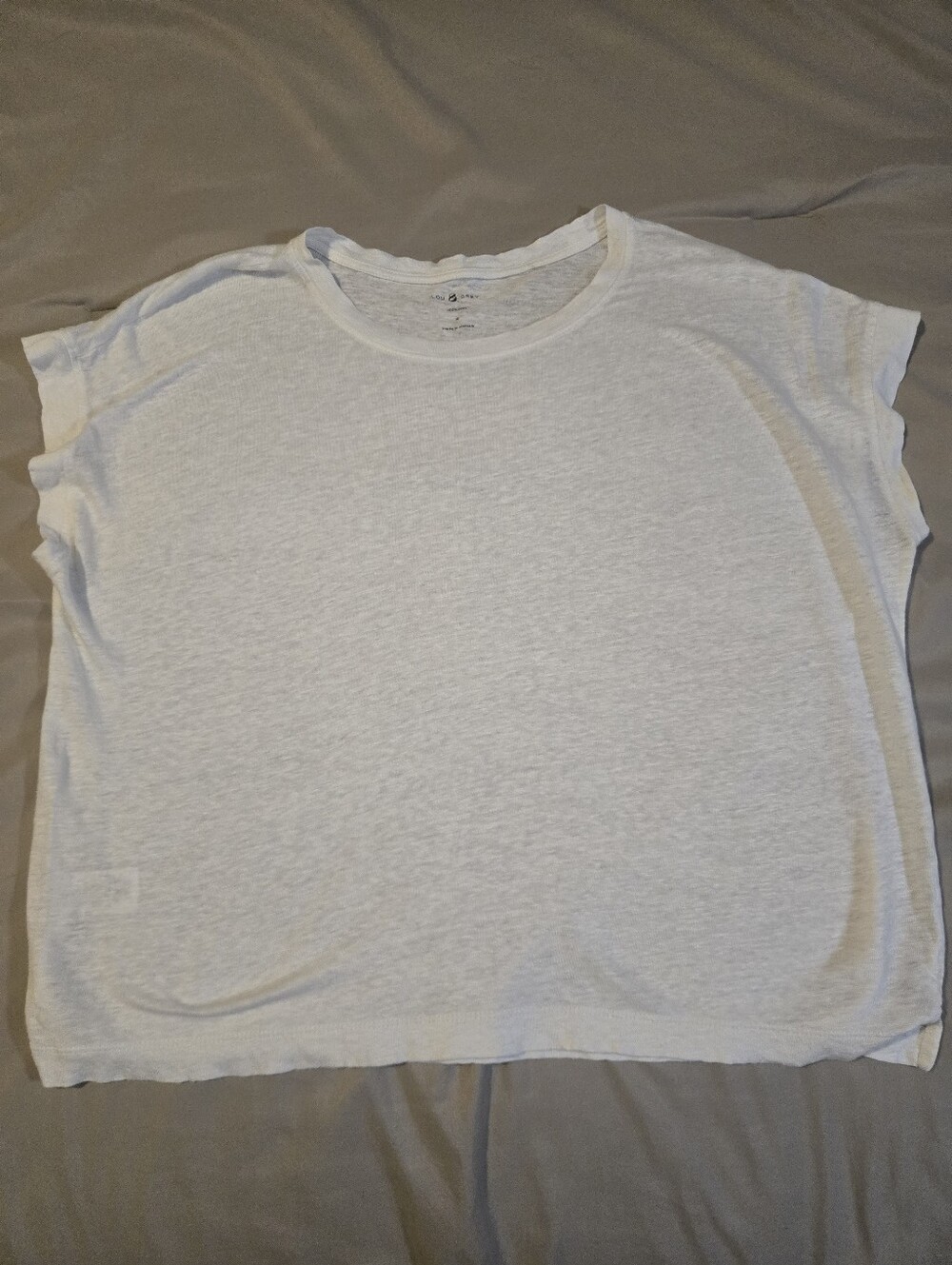 Lou & Grey 100% Linen White Relaxed Tee Top M Coastal Minimalist